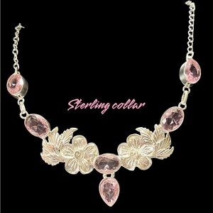 Sterling Collar Pink Kunzite Gemstone Necklace